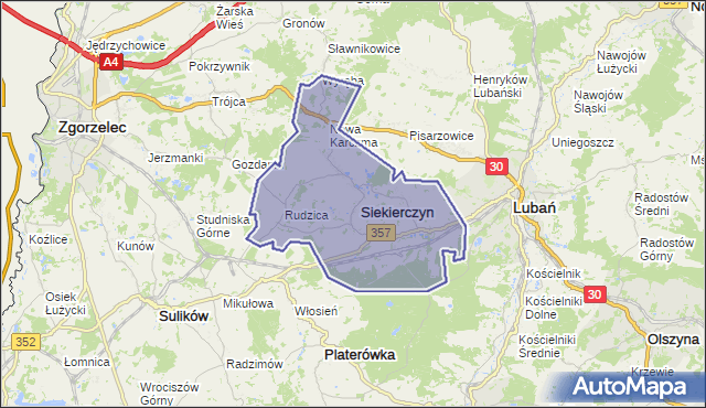 gmina Siekierczyn - powiat lubański na mapie Targeo