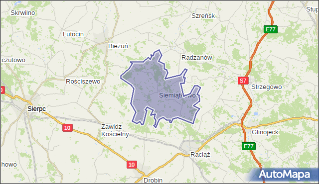 gmina Siemiątkowo Koziebrodzkie - powiat żuromiński na mapie Targeo
