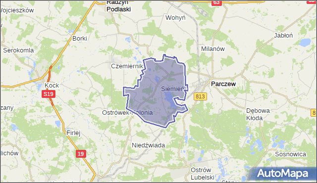 gmina Siemień - powiat parczewski na mapie Targeo