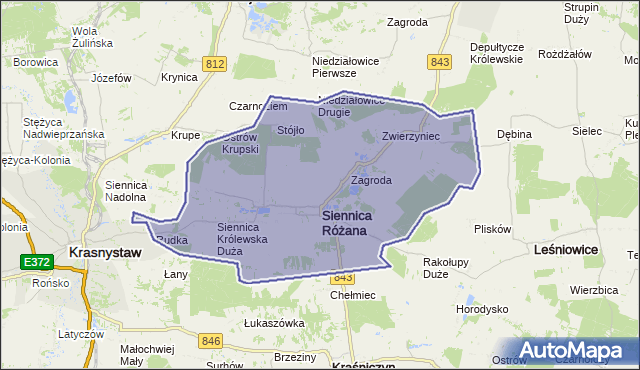 gmina Siennica Różana - powiat krasnostawski na mapie Targeo
