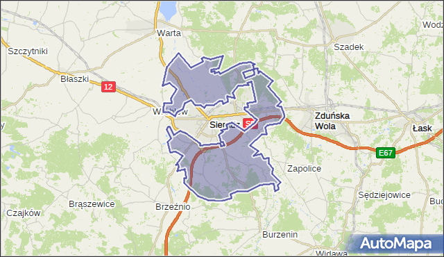 gmina Sieradz - powiat sieradzki na mapie Targeo