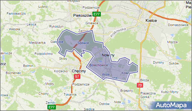 gmina Sitkówka-Nowiny - powiat kielecki na mapie Targeo