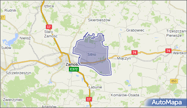 gmina Sitno - powiat zamojski na mapie Targeo