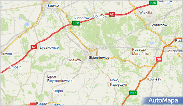 gmina Skierniewice - powiat Skierniewice na mapie Targeo
