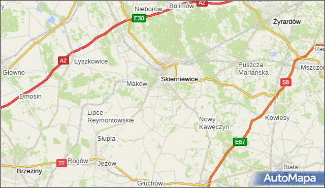 gmina Skierniewice - powiat skierniewicki na mapie Targeo