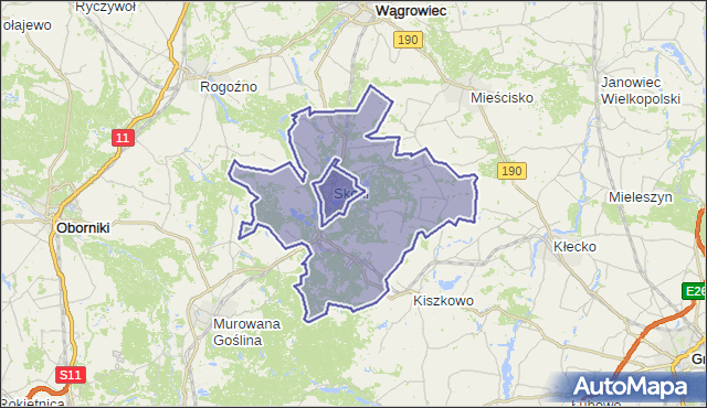 gmina Skoki - powiat wągrowiecki na mapie Targeo