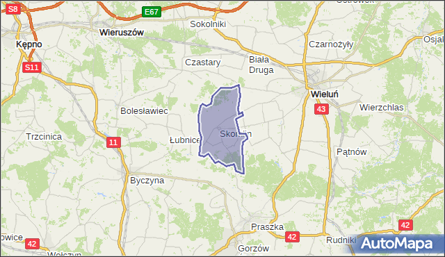 gmina Skomlin - powiat wieluński na mapie Targeo