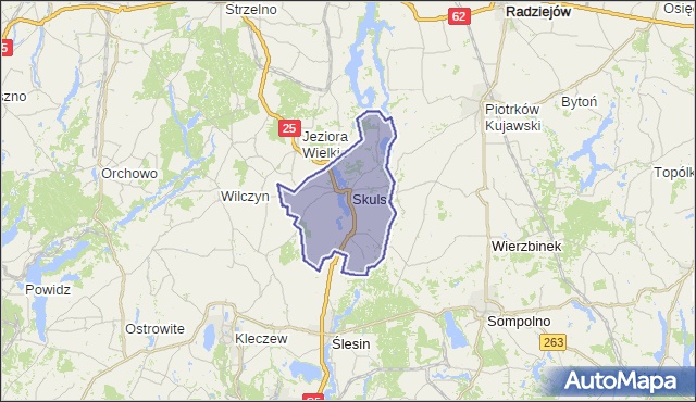 gmina Skulsk - powiat koniński na mapie Targeo