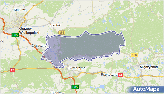 gmina Skwierzyna - powiat międzyrzecki na mapie Targeo