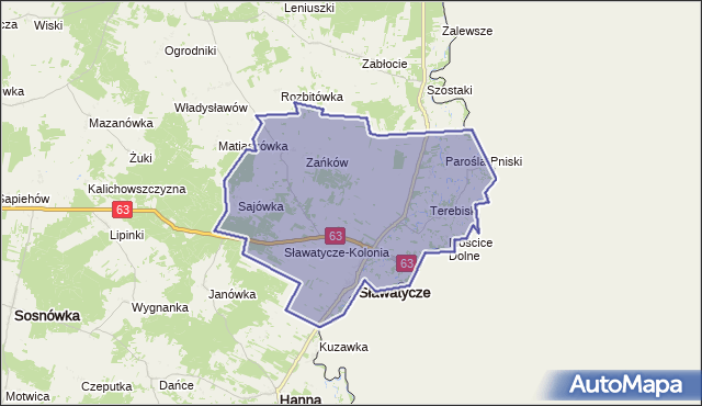 gmina Sławatycze - powiat bialski na mapie Targeo