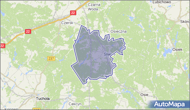 gmina Śliwice - powiat tucholski na mapie Targeo