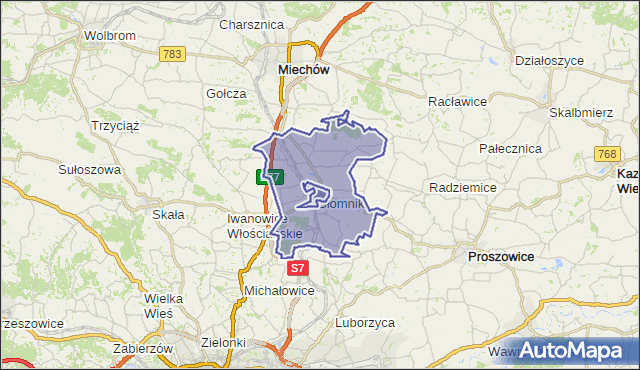 gmina Słomniki - powiat krakowski na mapie Targeo