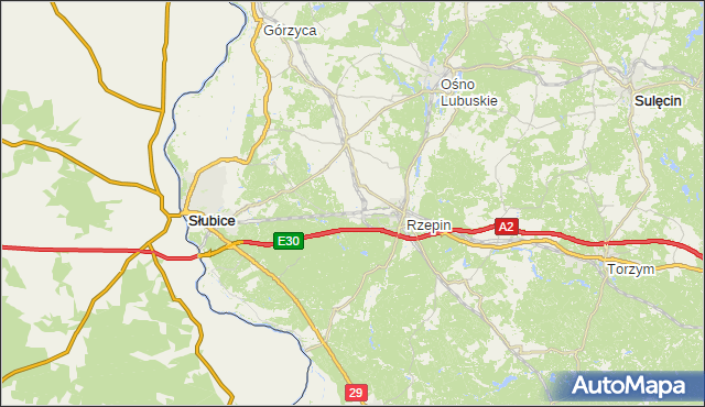 gmina Słubice - powiat słubicki na mapie Targeo