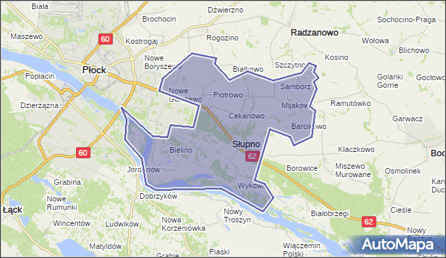 gmina Słupno - powiat płocki na mapie Targeo