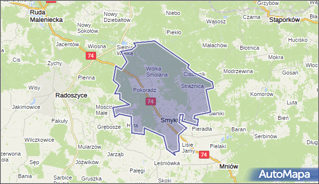 gmina Smyków - powiat konecki na mapie Targeo