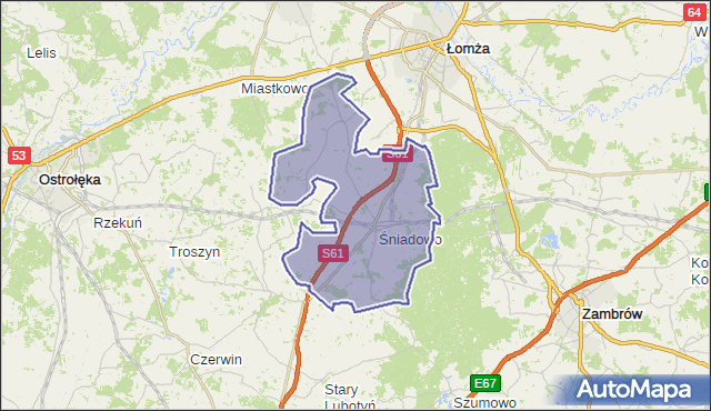 gmina Śniadowo - powiat łomżyński na mapie Targeo
