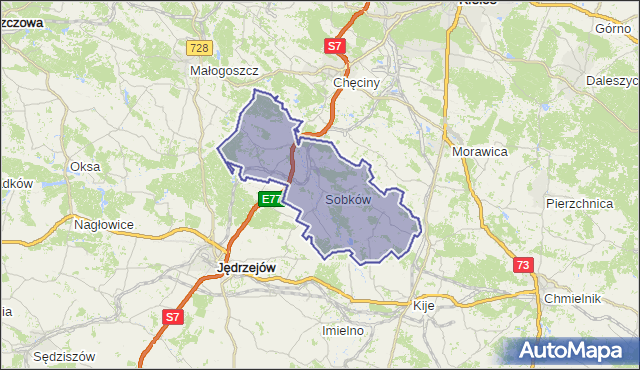 gmina Sobków - powiat jędrzejowski na mapie Targeo