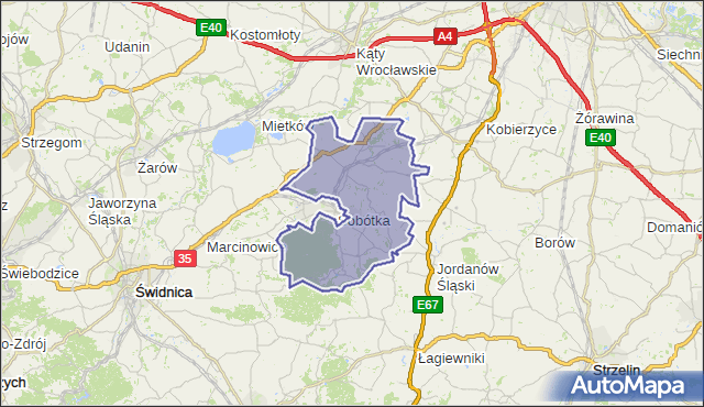 gmina Sobótka - powiat wrocławski na mapie Targeo