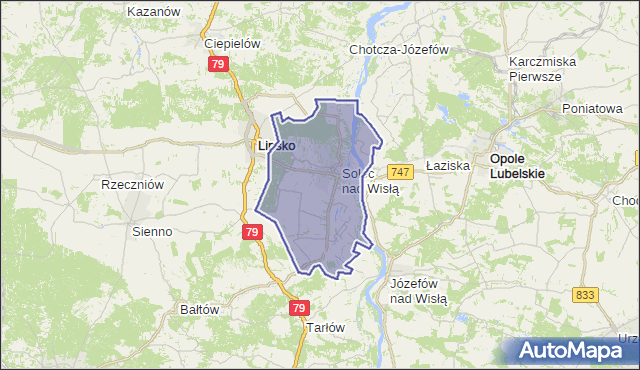 gmina Solec nad Wisłą - powiat lipski na mapie Targeo