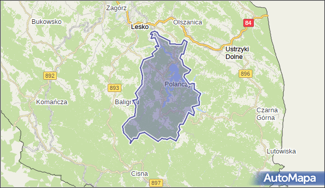 gmina Solina - powiat leski na mapie Targeo