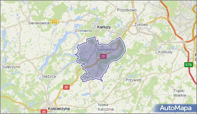 gmina Somonino - powiat kartuski na mapie Targeo