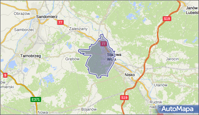 gmina Stalowa Wola - powiat stalowowolski na mapie Targeo