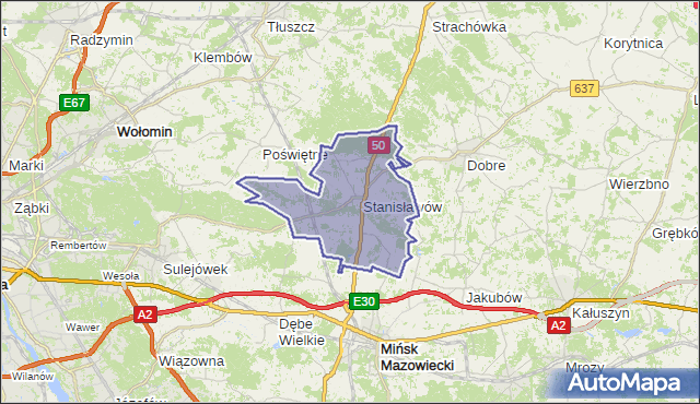 gmina Stanisławów - powiat miński na mapie Targeo