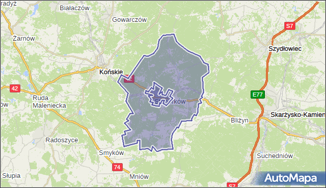 gmina Stąporków - powiat konecki na mapie Targeo