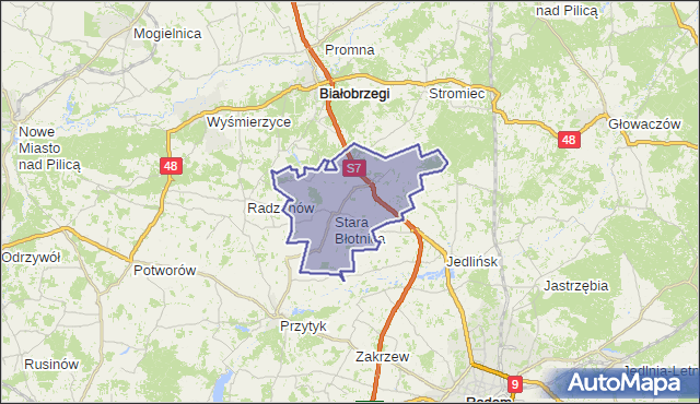 gmina Stara Błotnica - powiat białobrzeski na mapie Targeo