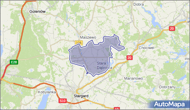 gmina Stara Dąbrowa - powiat stargardzki na mapie Targeo