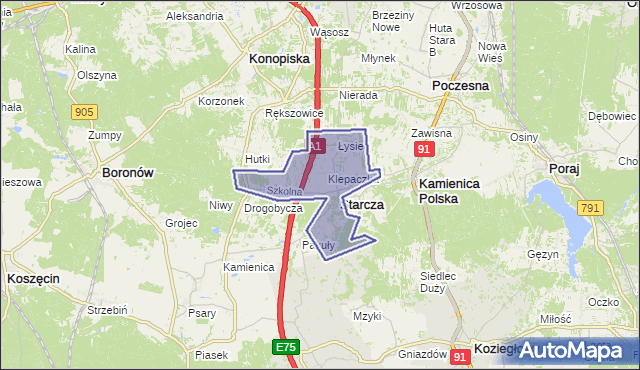 gmina Starcza - powiat częstochowski na mapie Targeo