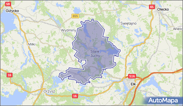 gmina Stare Juchy - powiat ełcki na mapie Targeo