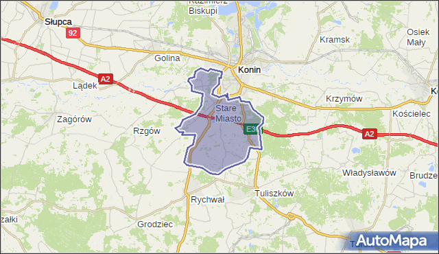 gmina Stare Miasto - powiat koniński na mapie Targeo