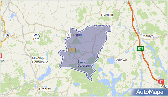 gmina Stary Dzierzgoń - powiat sztumski na mapie Targeo