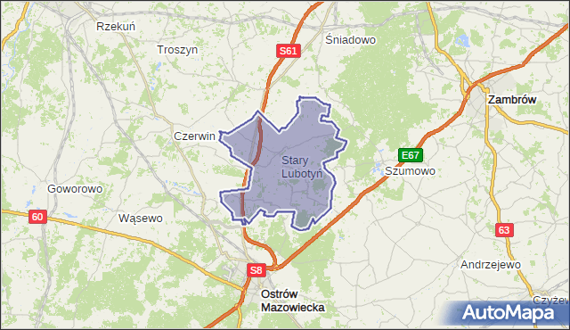 gmina Stary Lubotyń - powiat ostrowski na mapie Targeo