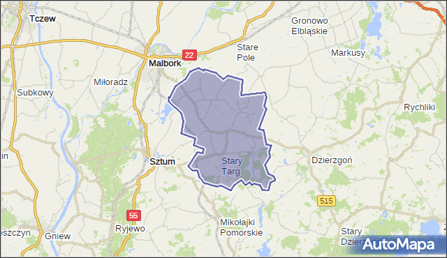 gmina Stary Targ - powiat sztumski na mapie Targeo