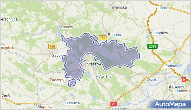 gmina Staszów - powiat staszowski na mapie Targeo