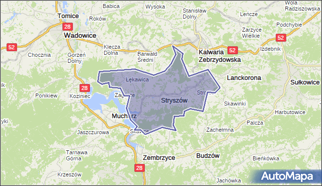 gmina Stryszów - powiat wadowicki na mapie Targeo