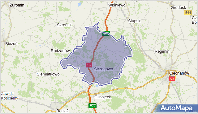 gmina Strzegowo - powiat mławski na mapie Targeo