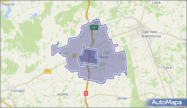 gmina Suchowola - powiat sokólski na mapie Targeo