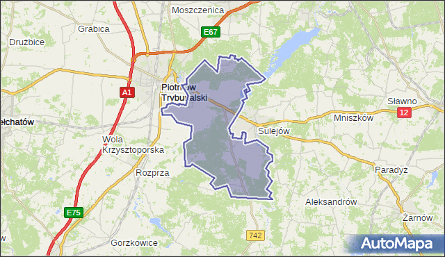 gmina Sulejów - powiat piotrkowski na mapie Targeo