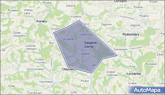 gmina Świątniki Górne - powiat krakowski na mapie Targeo