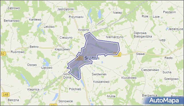 gmina Świdwin - powiat świdwiński na mapie Targeo