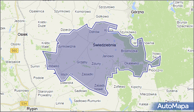 gmina Świedziebnia - powiat brodnicki na mapie Targeo