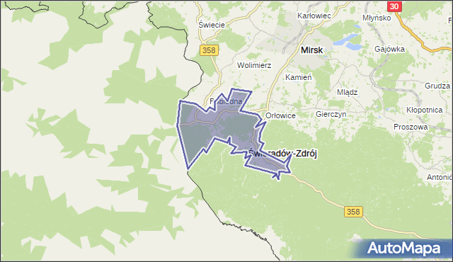 gmina Świeradów-Zdrój - powiat lubański na mapie Targeo