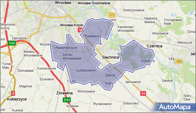 gmina Święta Katarzyna - powiat wrocławski na mapie Targeo
