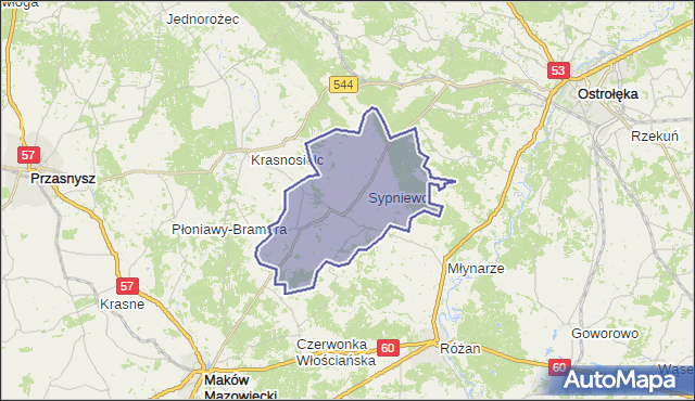 gmina Sypniewo - powiat makowski na mapie Targeo