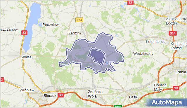 gmina Szadek - powiat zduńskowolski na mapie Targeo