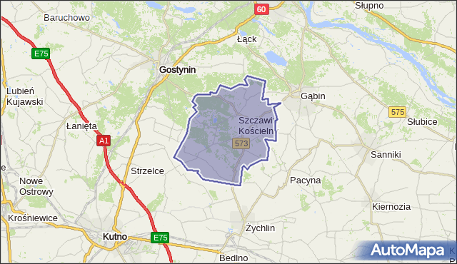 gmina Szczawin Kościelny - powiat gostyniński na mapie Targeo