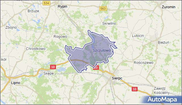 gmina Szczutowo - powiat sierpecki na mapie Targeo